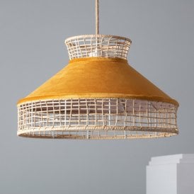 Edit Longoria Single Light Rattan Ceiling Pendant In Mustard Finish