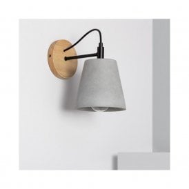 Edit Luster Single Light Wall Fitting in Grey And Wood Finish