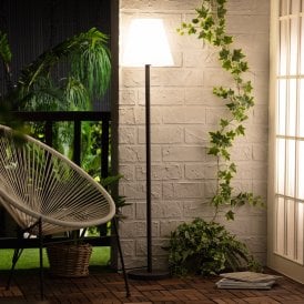 Edit Maipo Outdoor Single Light Floor Lamp in Black Finish with White Shade