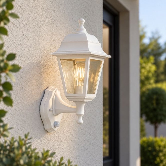 Edit Lighting Edit Mini Villa Outdoor Lantern Wall Light with PIR Sensor in White Finish