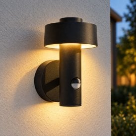 Edit Mode LED Outdoor Wall Light With PIR Sensor - Matt Black