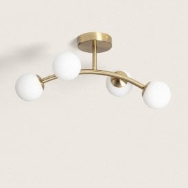 Edit Moonlight Glass 4 Light Semi-Flush Ceiling Light - Gold
