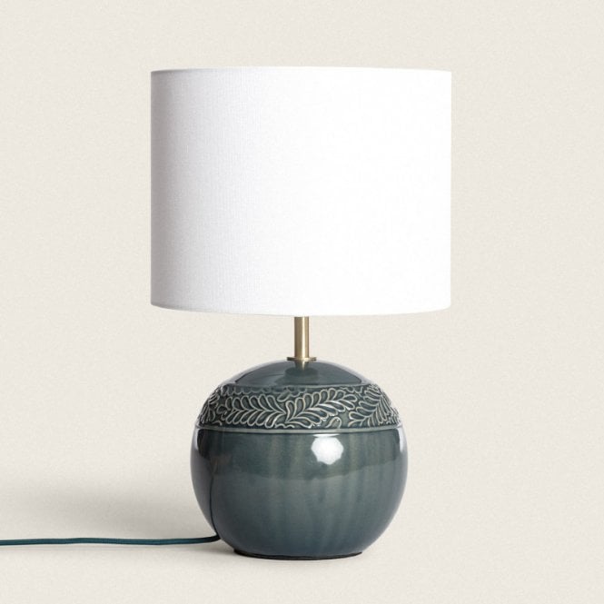 Edit Lighting Edit Murger Single Light Table Lamp In Green Finish With White Shade