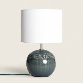 Edit Murger Single Light Table Lamp In Green Finish With White Shade
