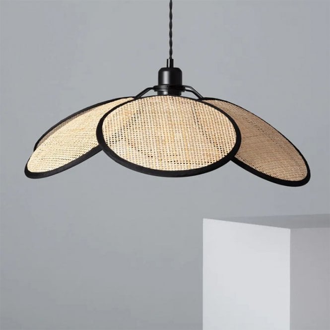 Edit Lighting Edit Nirvana Single Light Ceiling Pendant In Black & Natural Finish