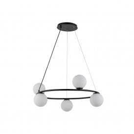 Edit Orb 5 Light Ceiling Pendant In  Black and White Finish