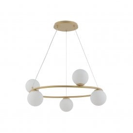Edit Orb 5 Light Ceiling Pendant in Gold & White Finish