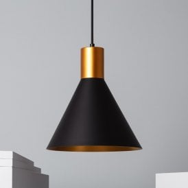 Edit Orbat Single Light Ceiling Pendant Light In Black and Gold Finish