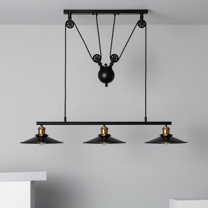 Edit Lighting Edit Pusaka 3 Light Bar Ceiling Pendant in Black Finish