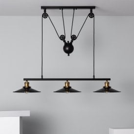 Edit Pusaka 3 Light Bar Ceiling Pendant in Black Finish