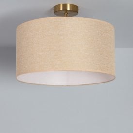 Edit Quiton Single Light Flush Ceiling Fitting In Beige Finish
