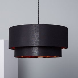 Edit Reflect Duo Single Light Ceiling Pendant Fitting in Black Finish with Gold Inner