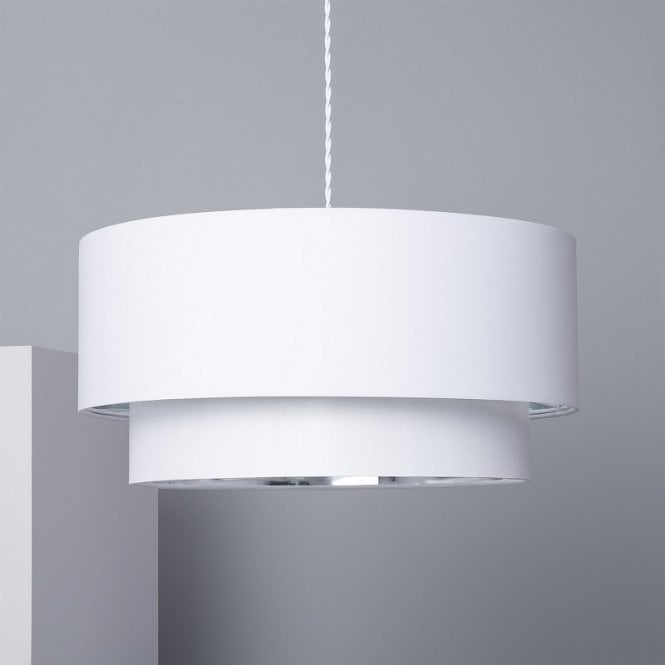 Edit Lighting Edit Reflect Duo Single Light Ceiling Pendant Fitting in White Finish with Silver Inner