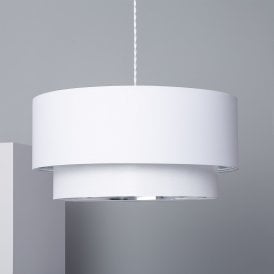 Edit Reflect Duo Single Light Ceiling Pendant Fitting in White Finish with Silver Inner