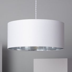 Edit Reflect Single Light Ceiling Pendant Fitting in White Finish with Silver Inner