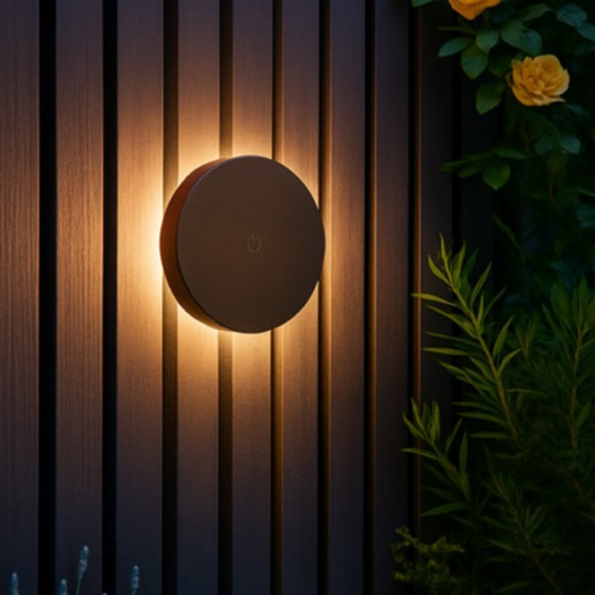 Edit Lighting Edit Rhodes USB Rechargeable CCT LED Outdoor Flush Wall Light - Black