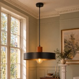 Edit Rif Wood Ceiling Pendant Light - Black