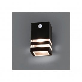Edit Rio Single Light Outdoor Wall Light In Black Finish with PIR Sensor