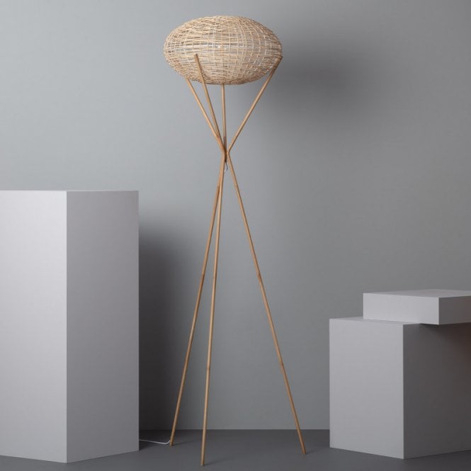 Edit Lighting Edit Ronax Single Light Rattan Floor Lamp In Natural Finish