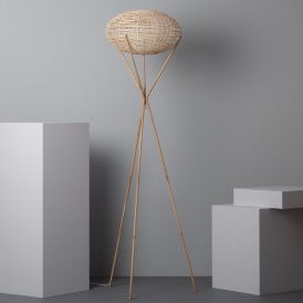 Edit Ronax Single Light Rattan Floor Lamp In Natural Finish