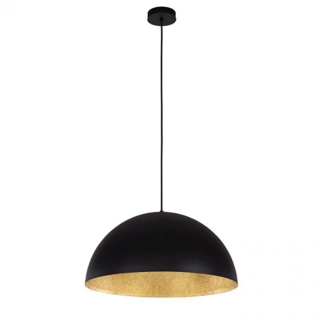Edit Lighting Edit Rondure 500mm Single Light Ceiling Pendant Fitting in Black Finish with Gold Inner
