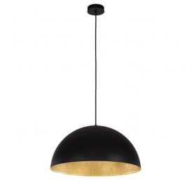 Edit Rondure 500mm Single Light Ceiling Pendant Fitting in Black Finish with Gold Inner