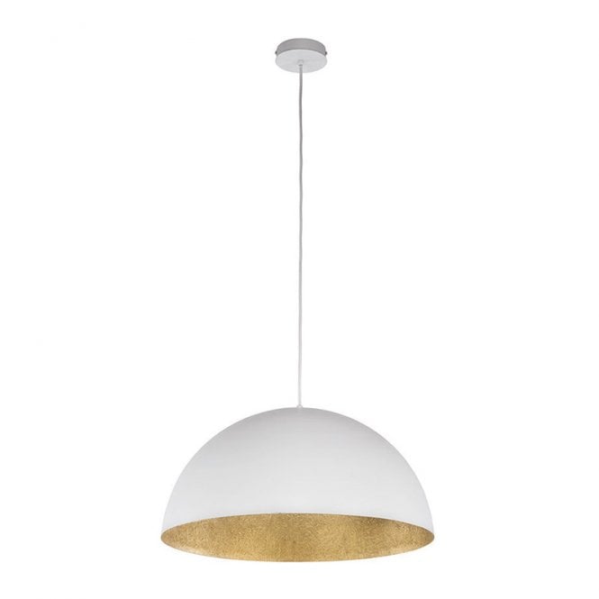 Edit Lighting Edit Rondure 500mm Single Light Ceiling Pendant Fitting in White Finish with Gold Inner