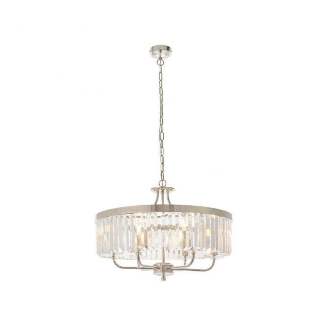 Edit Lighting Edit Rosewood 6 Light Glass Chandelier in Bright Nickel Finish