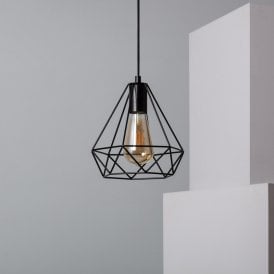 Edit Sardo Single Light Ceiling Geometric Pendant In Black Finish