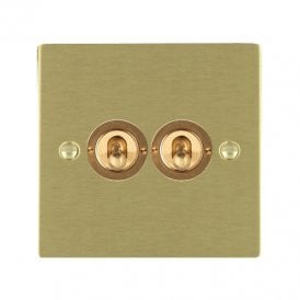 Edit Sheer 2 Gang Two Way Toggle Switch - Satin Brass