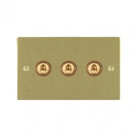 Edit Sheer 3 Gang Two Way Toggle Switch - Satin Brass