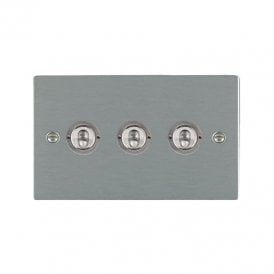 Edit Sheer 3 Gang Two Way Toggle Switch - Satin Stainless Steel