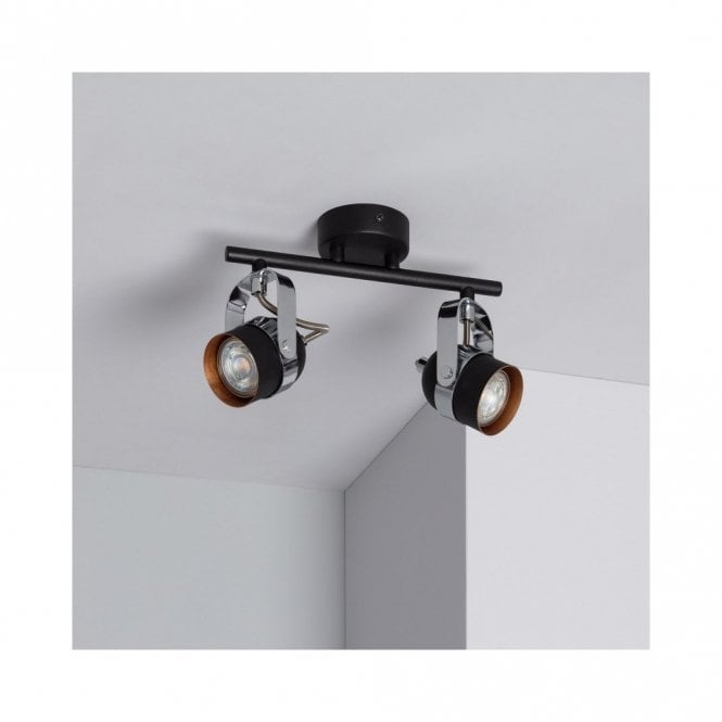 Edit Lighting Edit Sinner 2 Light Ceiling Spotlight Bar Fitting in Black Finish