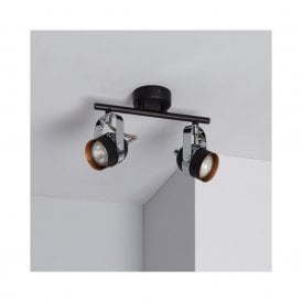 Edit Sinner 2 Light Ceiling Spotlight Bar Fitting in Black Finish