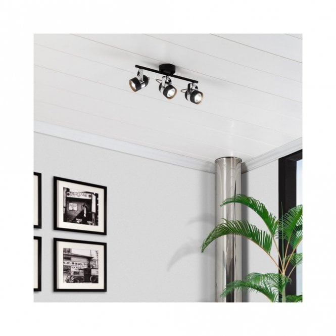 Edit Lighting Edit Sinner 3 Light Ceiling Spotlight Bar Fitting in Black Finish