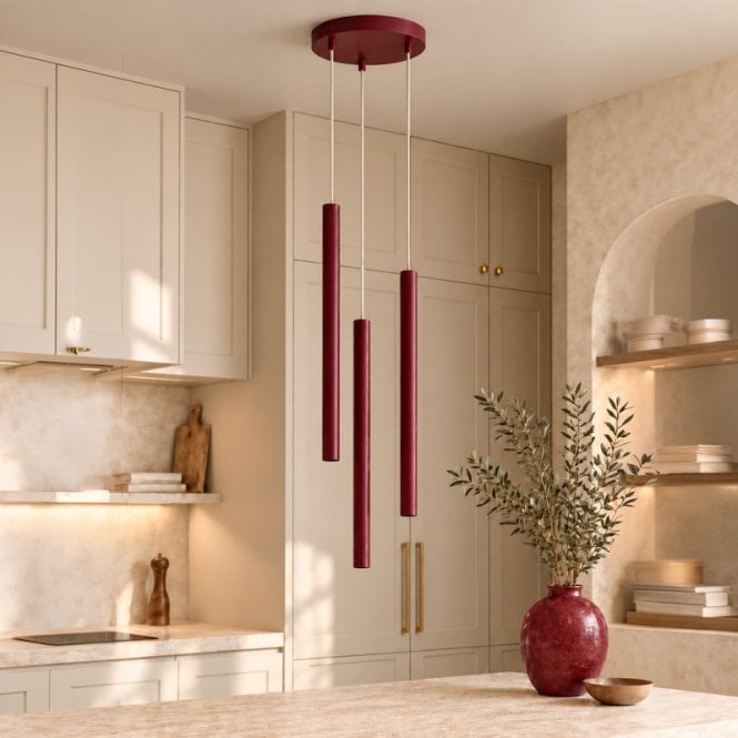 Edit Lighting Edit Sopel 3 Light Cluster Pendant Light - Burgundy