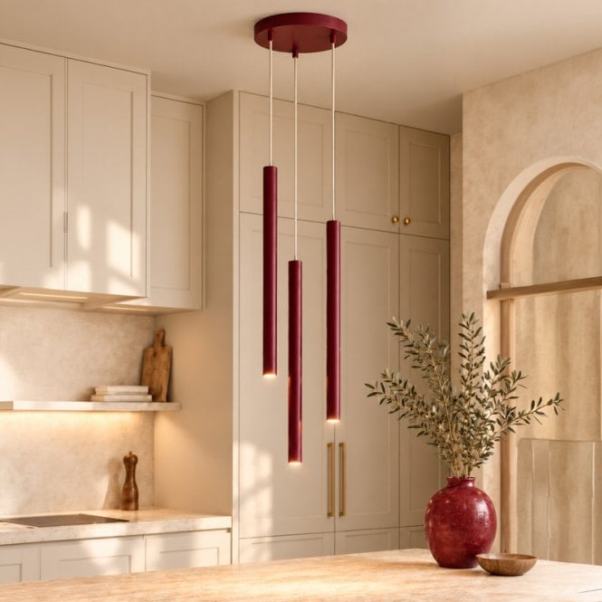 Edit Lighting Edit Sopel 3 Light Cluster Pendant Light - Burgundy