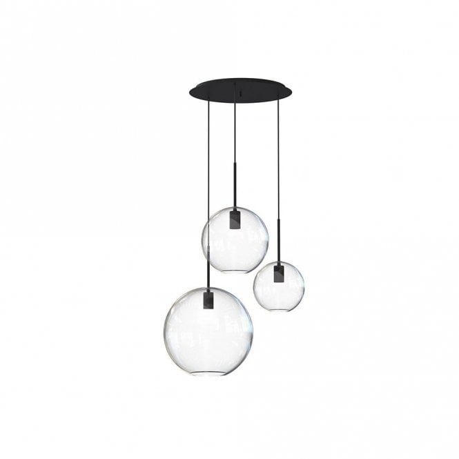 Edit Lighting Edit Sphere 3 Light Cascade Ceiling Pendant in Black Finish