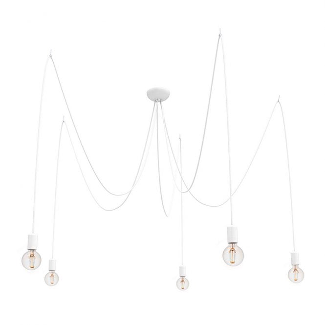 Edit Lighting Edit Spider 5 Arm Ceiling Pendant Light In White Finish