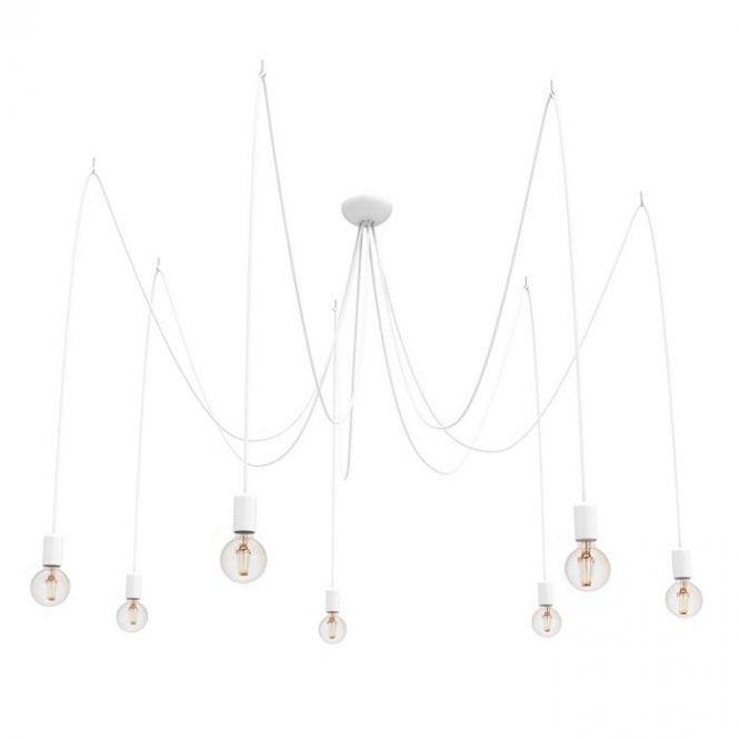 Edit Lighting Edit Spider 7 Arm Ceiling Pendant Light In White Finish