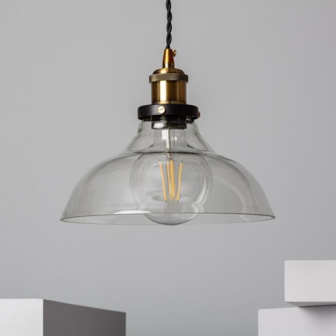 Edit Lighting Edit Springsteen Single Light Ceiling Pendant In Bronze Finish With Clear Glass