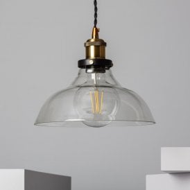 Edit Springsteen Single Light Ceiling Pendant In Bronze Finish With Clear Glass