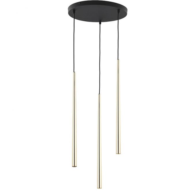 Edit Lighting Edit Stream 3 Light Cascade Ceiling Pendant Light In Black Finish and Gold