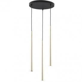 Edit Stream 3 Light Cascade Ceiling Pendant Light In Black Finish and Gold