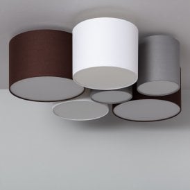 Edit Tallabo 6 Light Flush Ceiling Fitting In Grey, Brown & White Finish