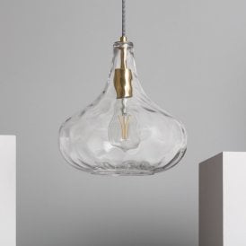 Edit Tassel Single Light Clear Glass Ceiling Pendant In Gold Finish