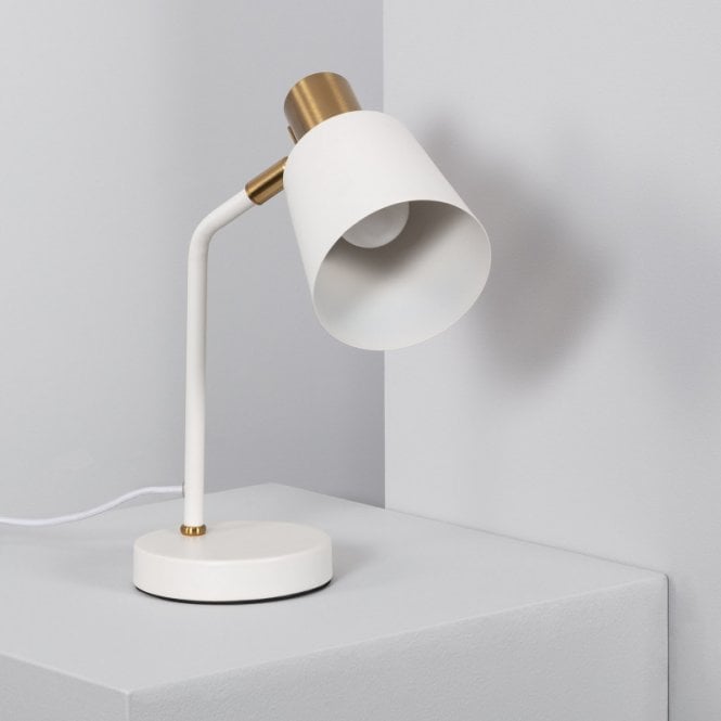 Edit Lighting Edit Tatlin Single Light Desk Lamp In White and Gold Finish
