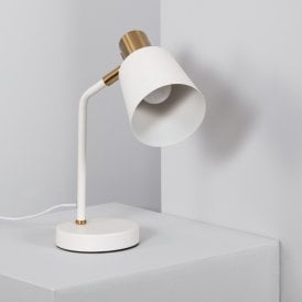 Edit Tatlin Single Light Desk Lamp In White and Gold Finish