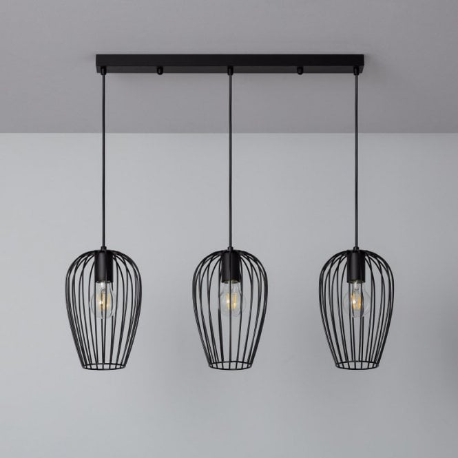 Edit Lighting Edit Telmi 3 Light Bar Ceiling Pendant In Black Finish