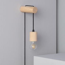 Edit Torse Single Light Wall Fitting with Plug in Wood Finish